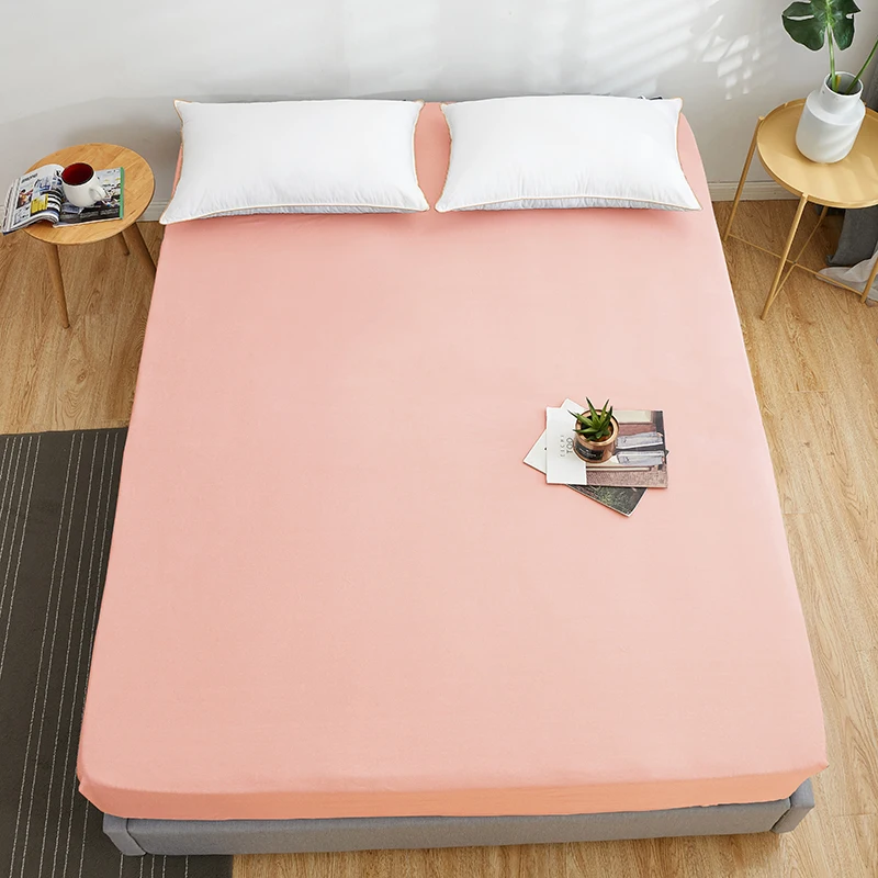 Fitted Sheet Pure Cotton Fitsheet With Elastic Band Bedsheet Single Double Queen Size Solid Color Mattress Cover
