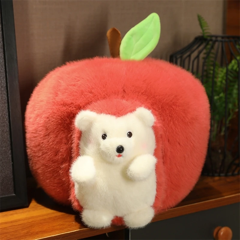Cute Hedgehog Stuffed Animal Plush Doll in Apple Pillow, Cute And Soft Home Decor Dolls 5