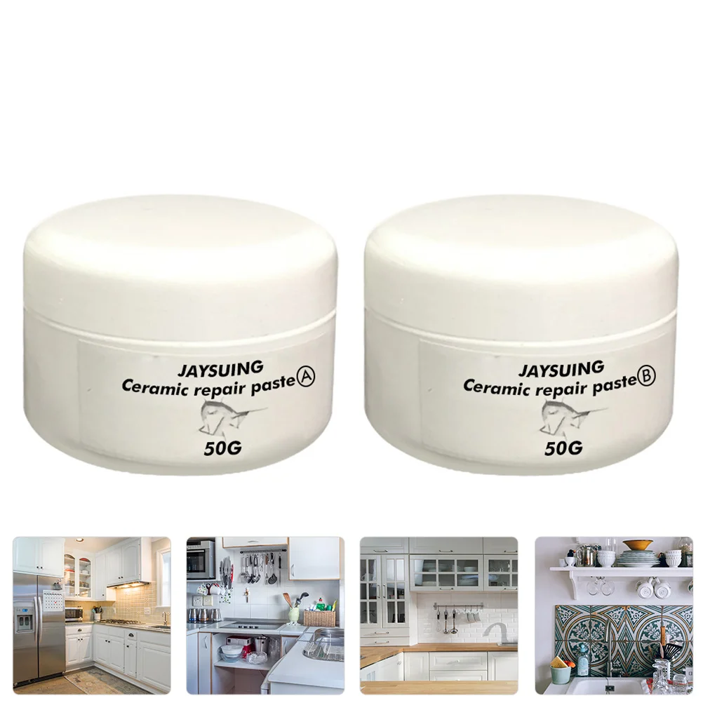 2 Pcs Tile Adhesive Ceramic Repair Glue Paste Agent for Brick Crack Plastic Kit