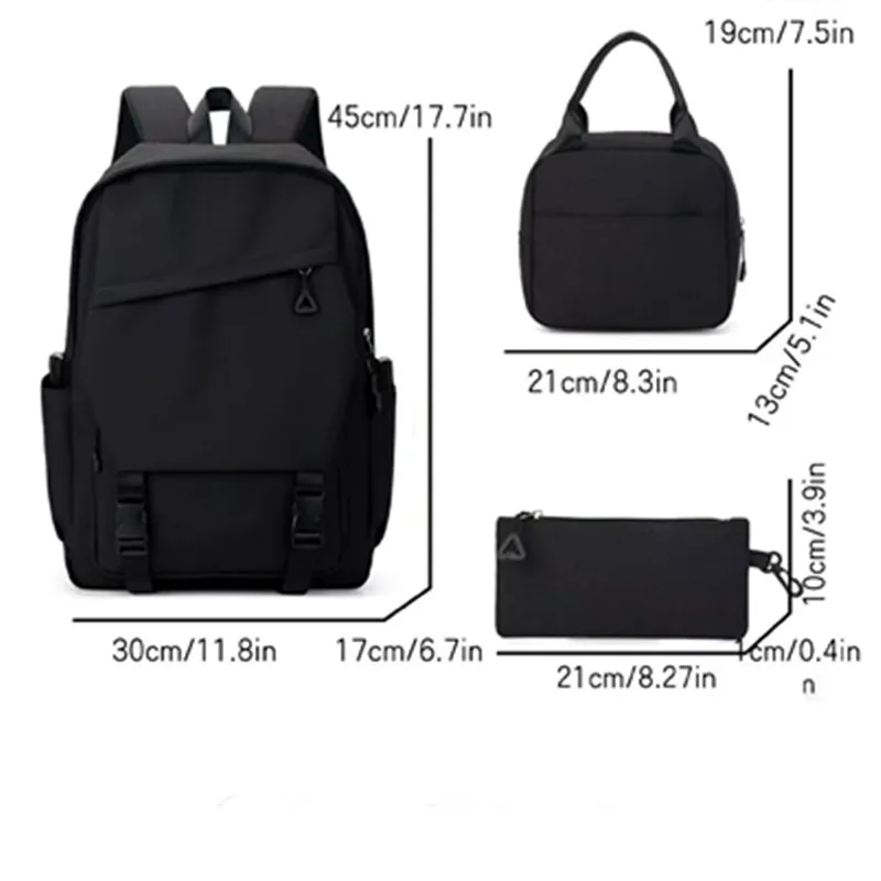 3pcs/set Campus Student Backpack, Boys Girls School Bags for Teen Men Women Tote Bag Clutch Pocket, Nylon Backpacks Travel Bag