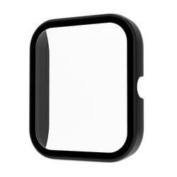 Enhanced Smart Watch Protective Case with Tempered Glass Screen Protector - Full Coverage Bumper Shell (Black)