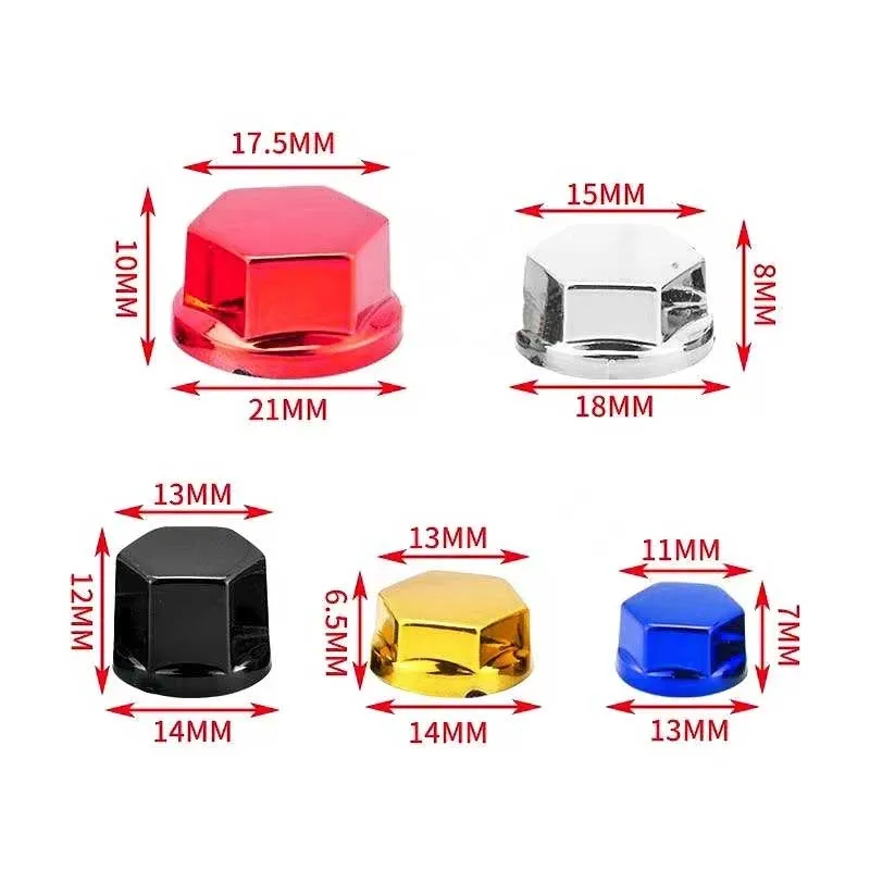 Комплект многоцветни капачки за винтове за мотоциклет на бял фон