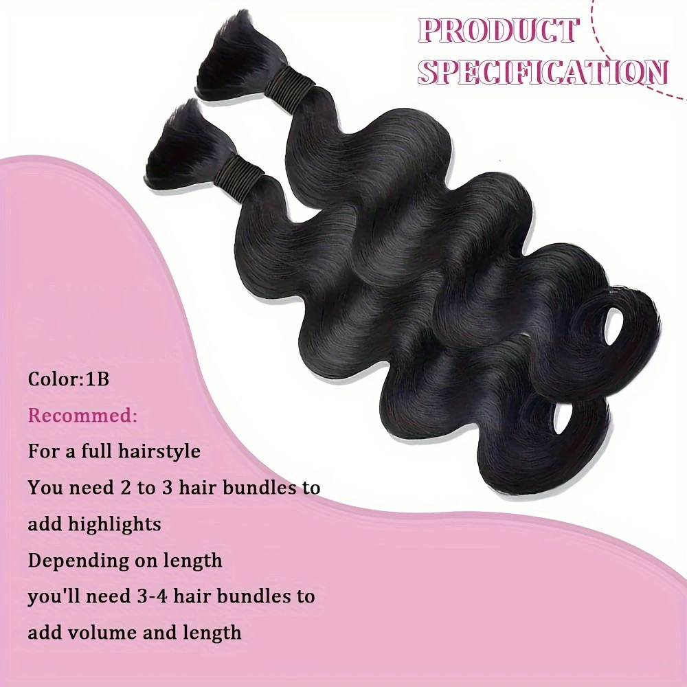 330G Body Wave Human Hair Extensions Bulk Human Hair Braids for Weaving No Weft Natural Black Boho Braids Suitable for All Women 5