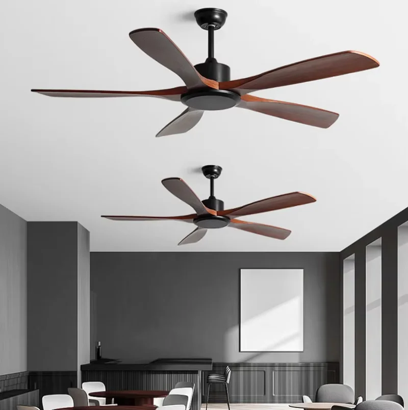 Nordic Home Wooden Ceiling Fan Reversible DC Motor 5 Solid Wood Blades Fan with Remote Control Reversible DC Motor
