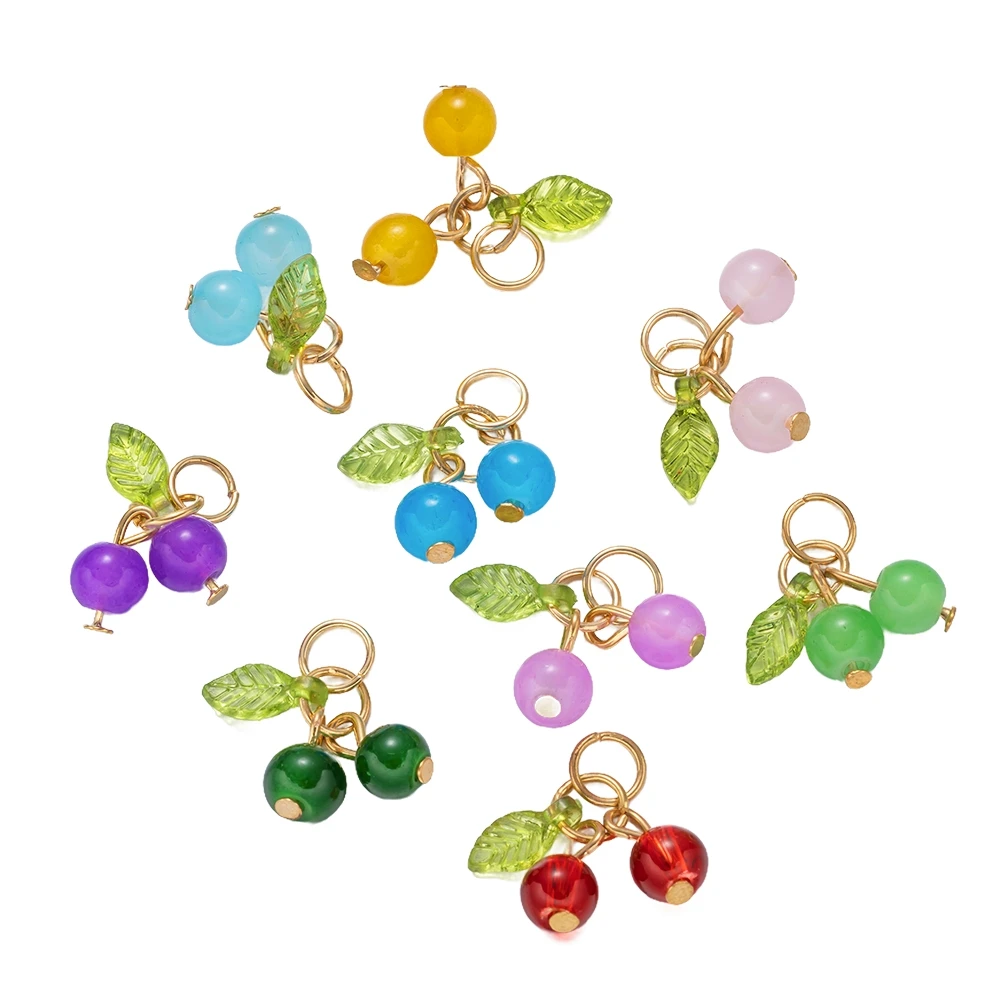 10 teile/los Bunte Kirsche Anhänger Charms Für DIY Handgemachte Halsketten Ohrringe Armbänder Schmuck Machen Liefert Erkenntnisse Handwerk – Detail 1