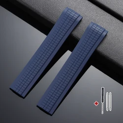 Curved End Durable Silicone Watch Strap 21mm - Grenade Anti - Dust Rubber Strap - 21mm (DarkBlue Strap)