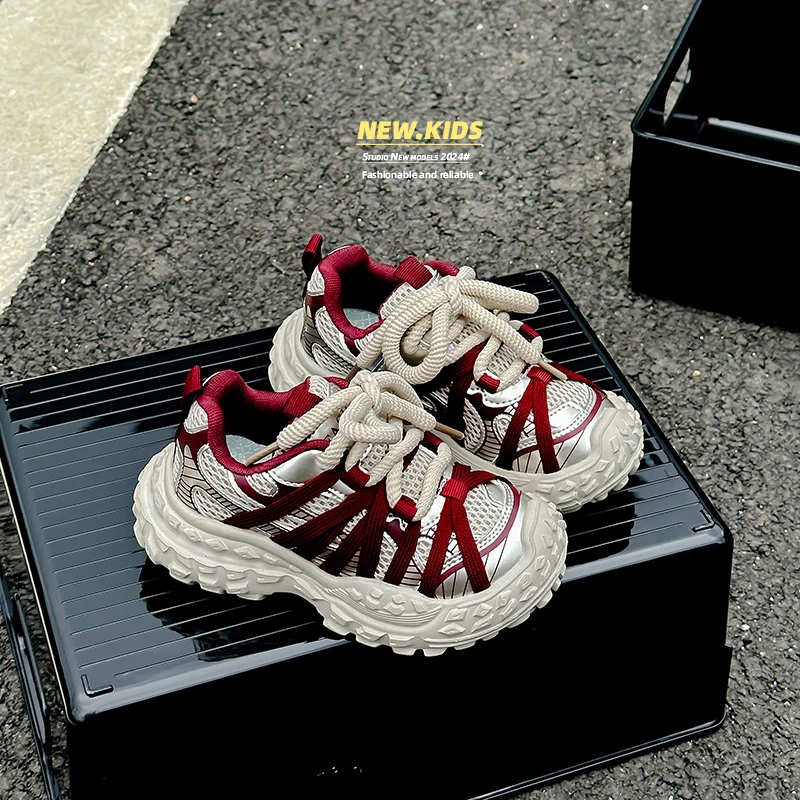 Autumn New Children Sneakers Girls Fashion Clunky Sneakers Boys Breathable Anti-slip Casual Shoes Baby Soft Walking Shoes