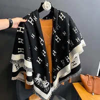 Korean Style Letter Pattern Shawl Warm Travel Women's Scarf Autumn Winter Thermal Resistance Dual Use Shoulder Wrap Coat
