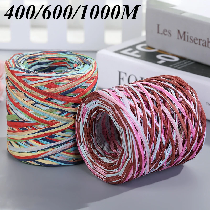 400/600/1000M Hand-knitted Eco-friendly Raffia Paper Yarn Rope DIY Hand-woven Summer Hat Bags For Baking Packaging Gifts Rope