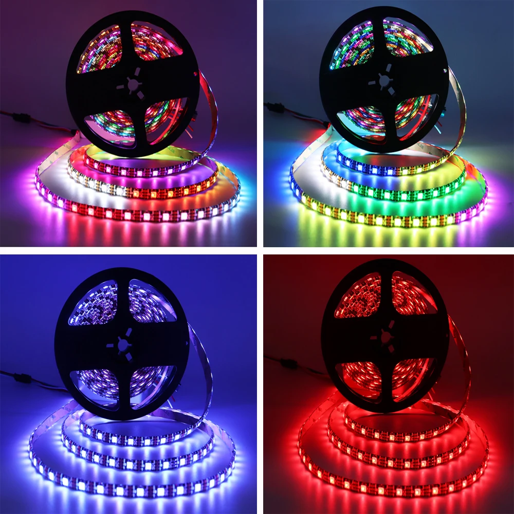 DC5V SK6812 RGBW(Similar WS2812B) 4 In 1 Led Strip 30/60/144 Leds/m Individual Addressable Led Light Black /White PCB IP30/65/67 6