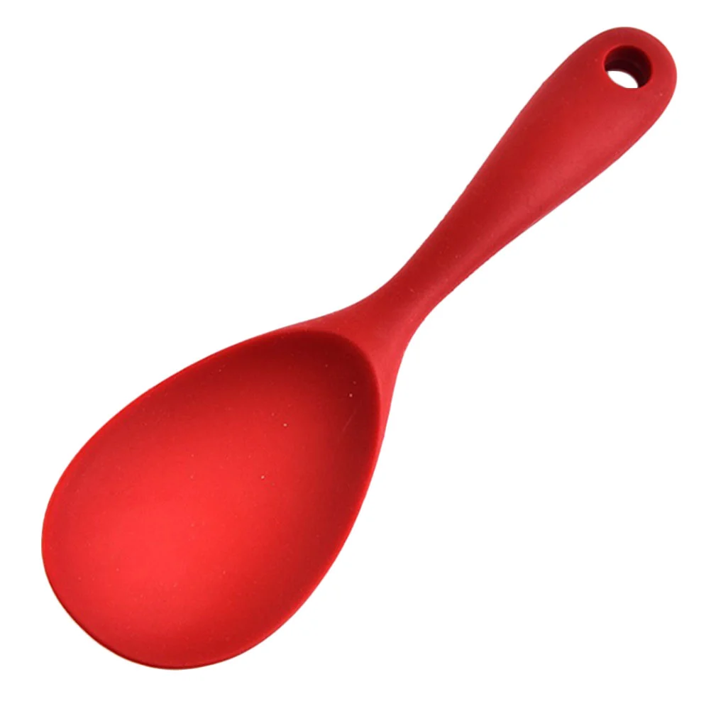 

1Pc Durable Silica Gel Rice Spoon Home Restaurant Kitchen Non-stick Supply (Red)