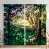 2pcs tained Glass Tree Window Printed Curtain for Home Decor - Rod Pocket Window Treatment for Bedroom, Office, Kitchen 1