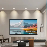 Must-have for home theater! 120-inch 16:9 foldable anti-wrinkle projector with white wall-mounted screen, washable, suitable for