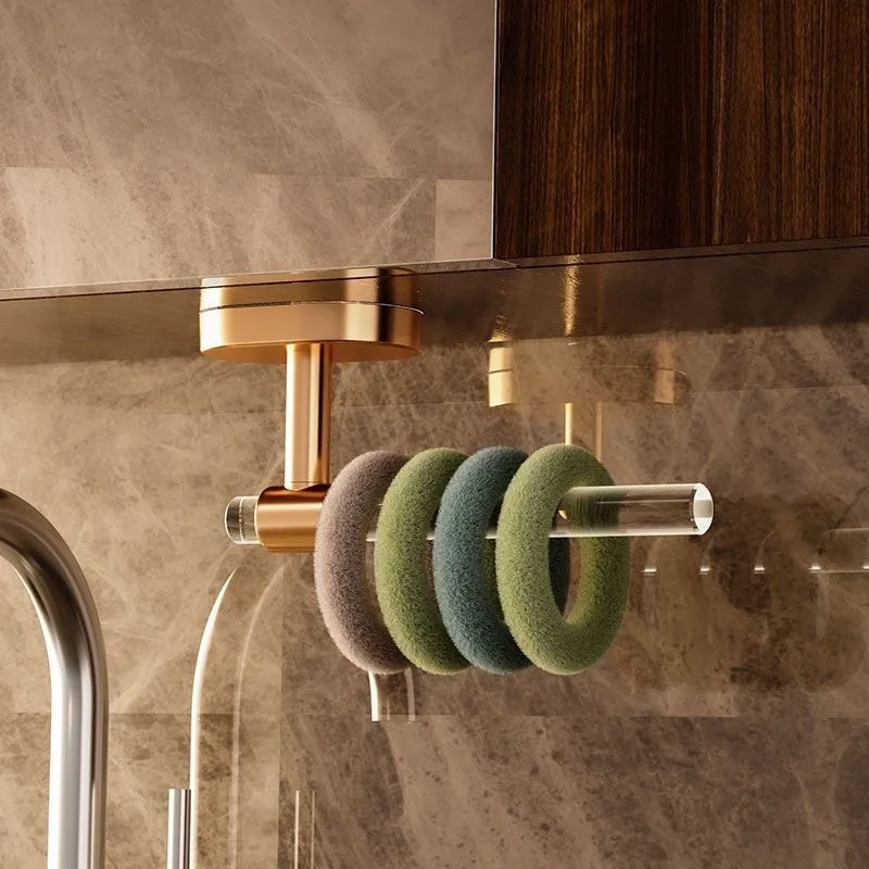 Acrylic Towel Rack Multifunctional Bathroom Balcony Wall Mounted Towel Rack Pole towel Without Punching Pole ZF219