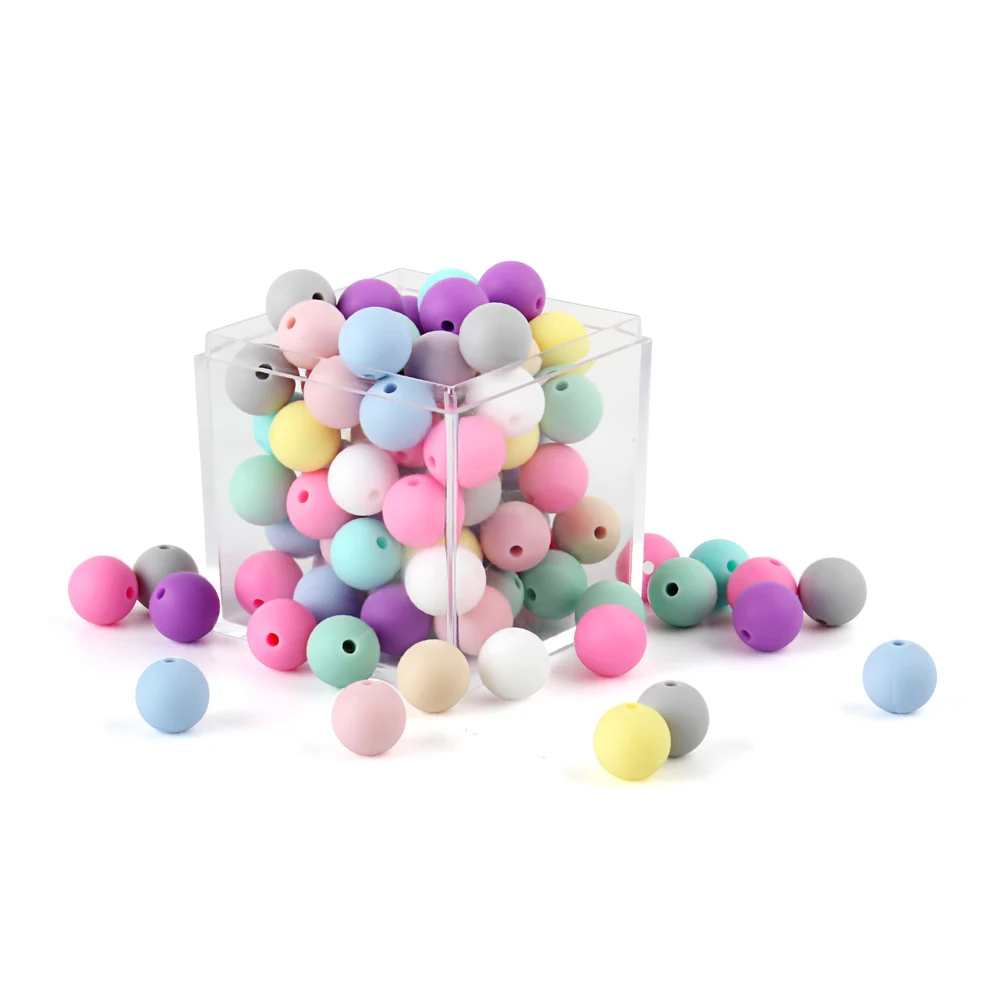 Perle 원형 실리콘 비즈,  젖니 액세서리, 씹을 수 있는  젖니, Bpa 프리,  수유 비즈, 50PCs, 12mm