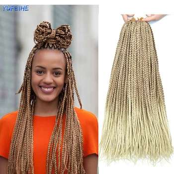 18 Inch Crochet Hair Ombre Box Braids Fake Hair Synthetic Braiding Hair Black Light Blonde For Women Kids Low Temperature Fiber 1