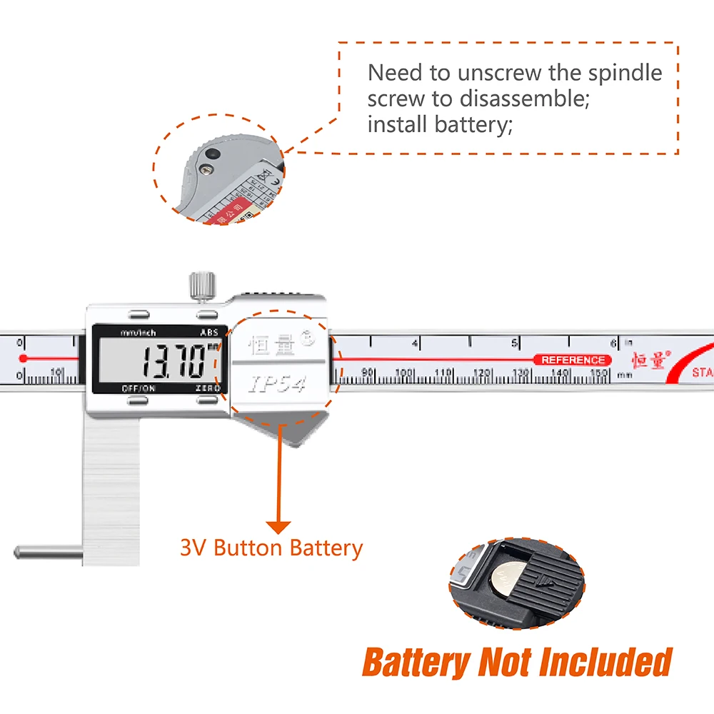 Description Picture 5 of itemMetric Inch Lengthened Cylindrical Head Inner Groove Digital Caliper Arc Groove Measurement Outer Groove Electronic Caliper