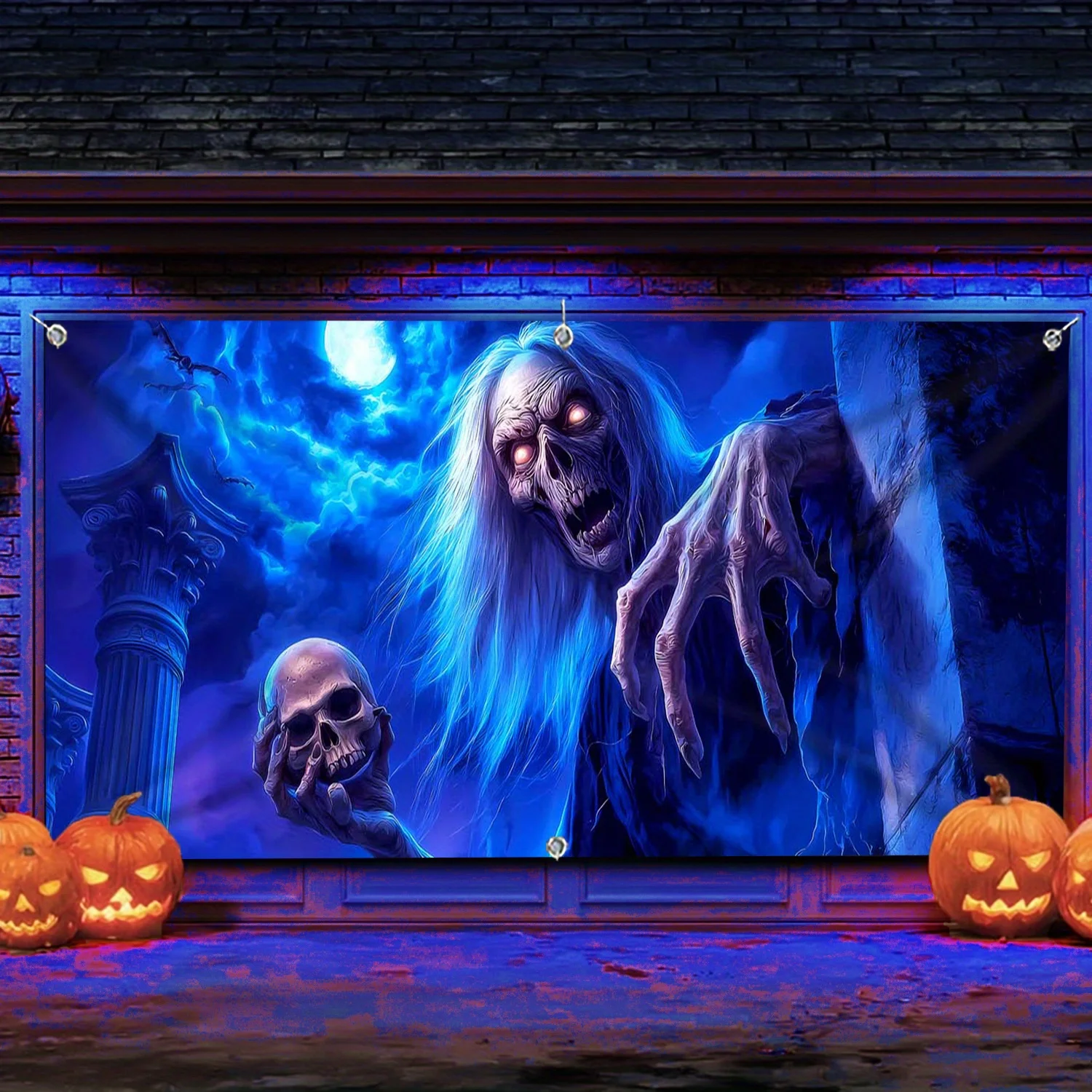 1PCS Thrilling Ghost Skull - Halloween garage door banner