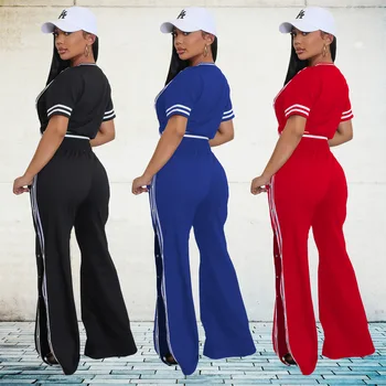 European and American fashion women's clothing trend wide-leg loose casual trousers two-piece set