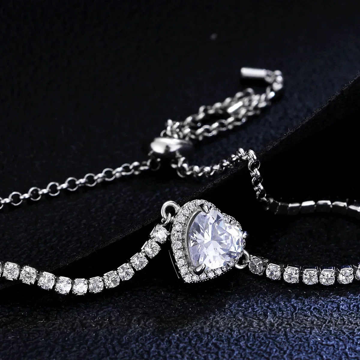 Luxury PT950 Platinum Bracelet Real D Color Cordate 1 Carat Diamonds Moissanite Charms Bracelet for Women Chains Bangles