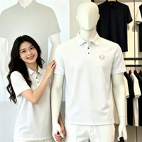 100% coton 2026 marque haut de gamme hommes manches courtes polo shirt Summer Fashion luxe blé brodé haut de golf Casual Business t - shirt 1