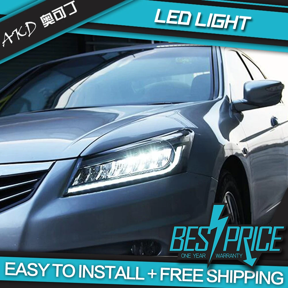 

AKD Cars Styling Headlight for Accord LED Headlight 2008-2012 Dynamic Signal LED Bi-Xenon Beam Fog Lights Angel Eyes Auto Levels