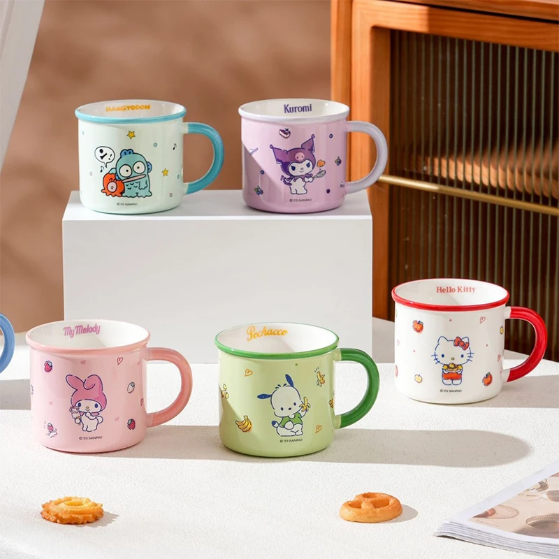

Cute Hello Kitty Y2K Ceramic Cup Sanrio Kawaii Anime Cinnamoroll Kuromi My Melody Cup Girl Heart Cartoon Water Cup Gift for Kids