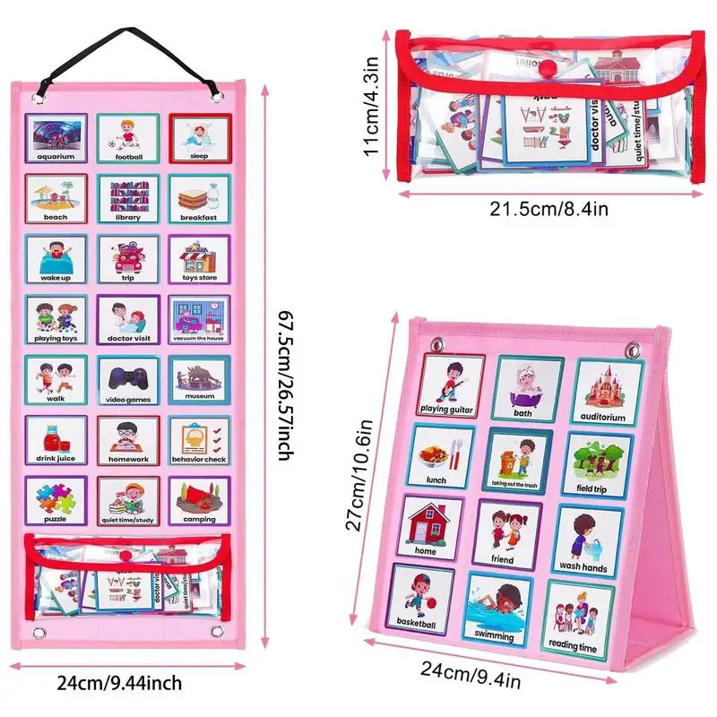 Calendrier visuel étanche avec sac en PVC pour enfants, cartes de routine 03, entraînement aux bonnes habitudes, tout-petit, mur, maison, école, nouveau