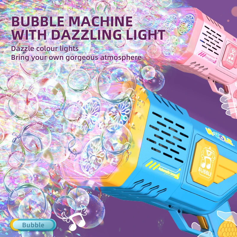 Bubble Gun Rocket 36 Holes Soap Bubbles Machine Christmas Gift Gun