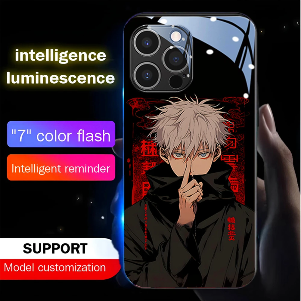Hot Anime Role Voice Sensing LED Light Up Glowing Luminous Phone Case For Samsung S24 S23 S22 S21 S20 FE Note 10 20 Plus Ultra