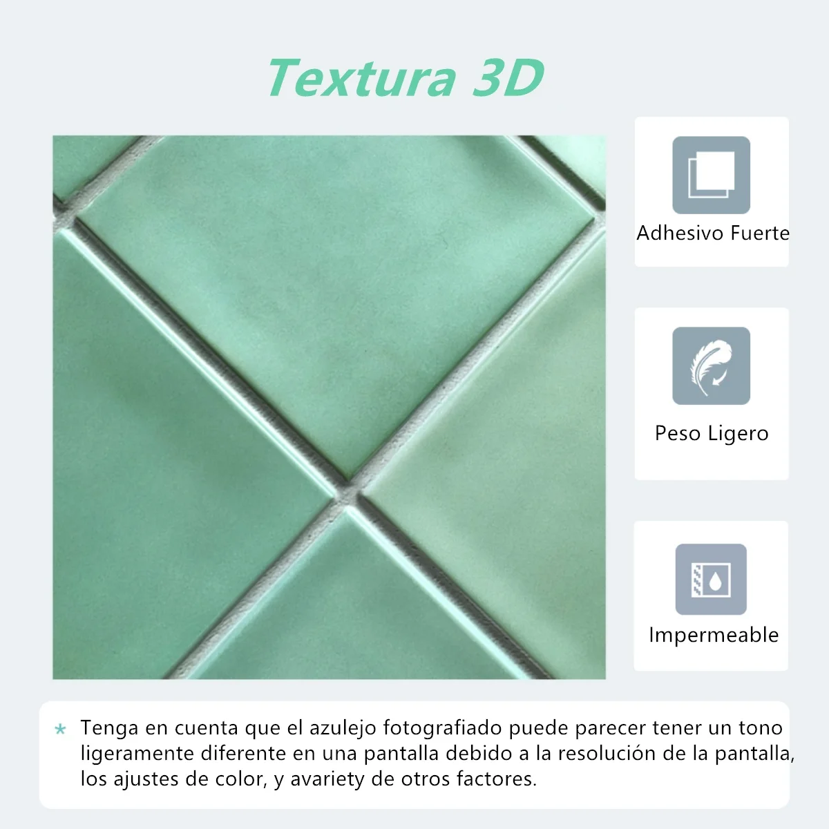 Azulejo verde 3D de pelar y pegar, pegatina de azulejo 3D para cocina, Panel de pared autoadhesivo impermeable