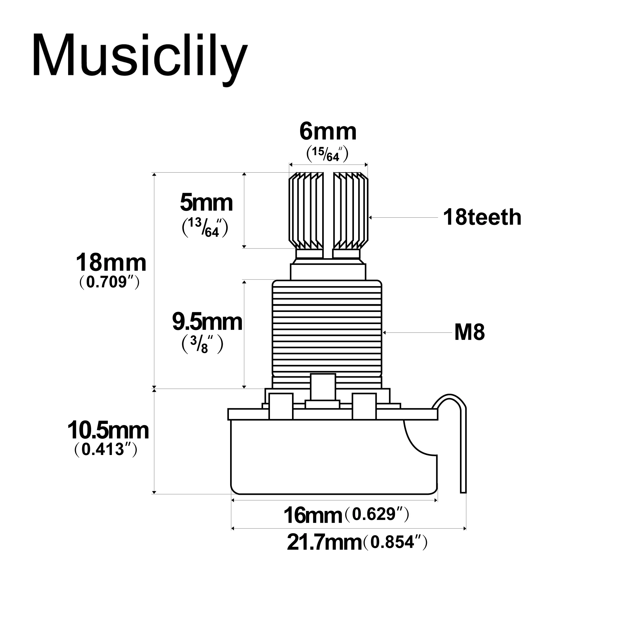 Alpha Mini Metric Coarse 18-Spline Split Shaft Pots Audio Linear Taper Potentiometers for Electric Guitar Bass Set of 4 guitar potentiometer