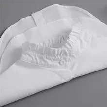 Camisola de plissado camisa gola falsa para mulher branco destacável gola falsa lapela camisola blusa superior removível coleiras do falso