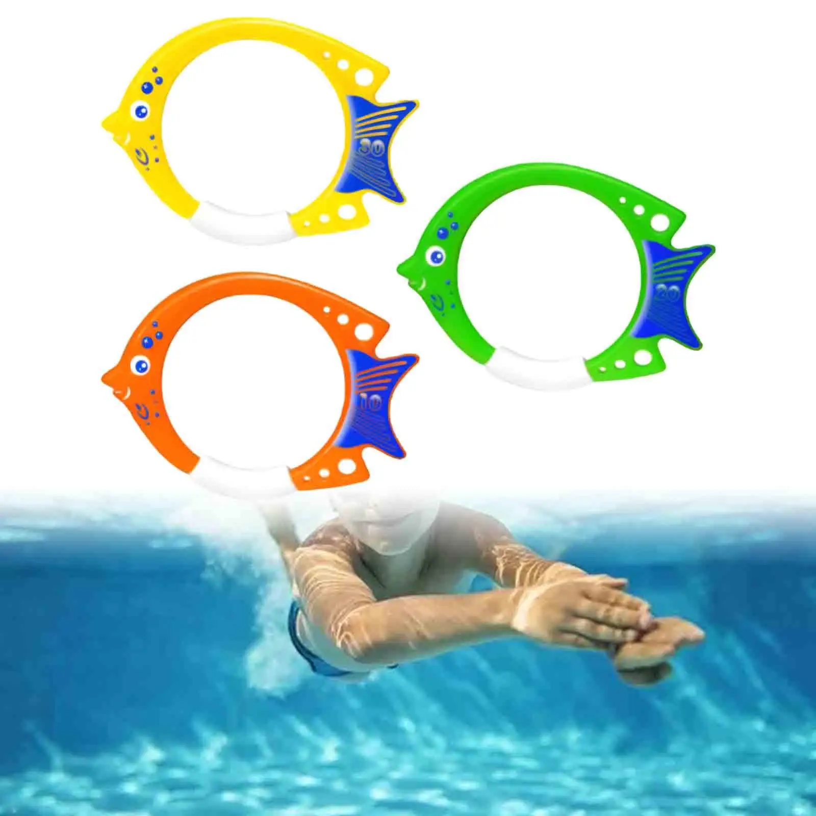 

3Pcs Diving Toys Pool Diving Toys Sinker Set Summer Colorful Underwater Rings for Games Water Sports Aquatic Exercise Kids Boys