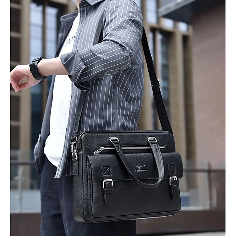 Man Leather Briefcase Tote Handbag 15 Inch Laptop Computer Shoulder Cross Office Business Messenger Crossbody Side Bag,leather briefcase