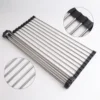 20 Tube Fruit Holder Sink Roller Foldable Kitchen Dish Drying Rack Stainless Steel Bowl Organizer Basket Racks Home Accessories 5