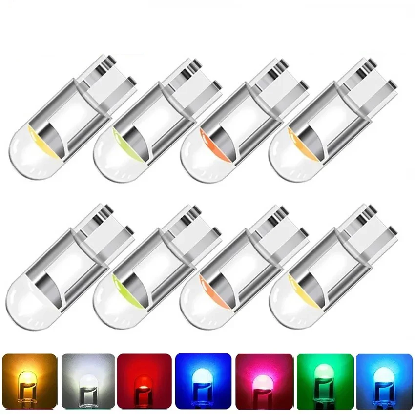 Car LED T10 W5W Canbus Glass COB 6000k Reading Dome Lamp Marker Wedge License PlateLight Bulb 168 194 192 DC 12V White Blue Red