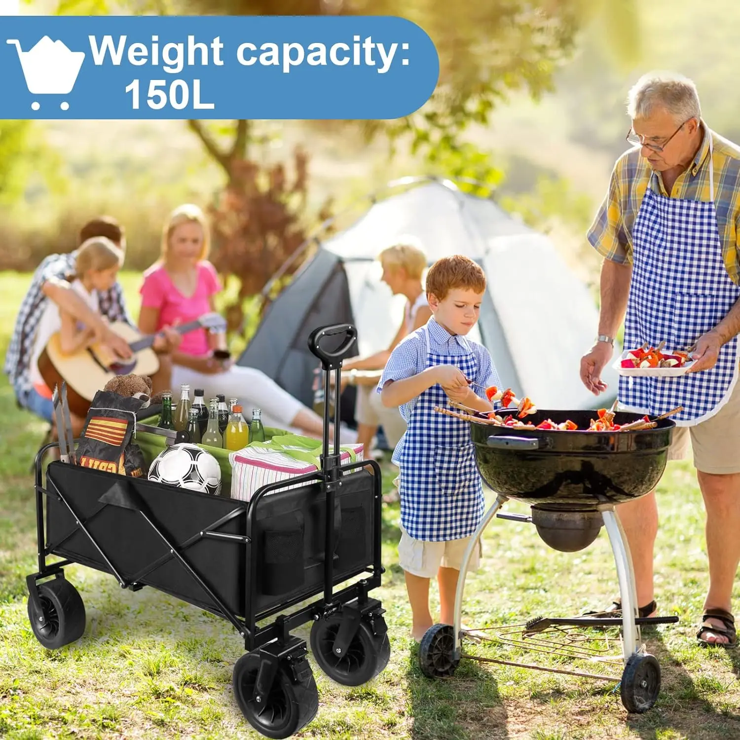 Foldable Garden Cart with Wheels, Heavy-Duty Large Capacity Portable Utility Wagon Trolley for Outdoor/Home/Garden - Image 2
