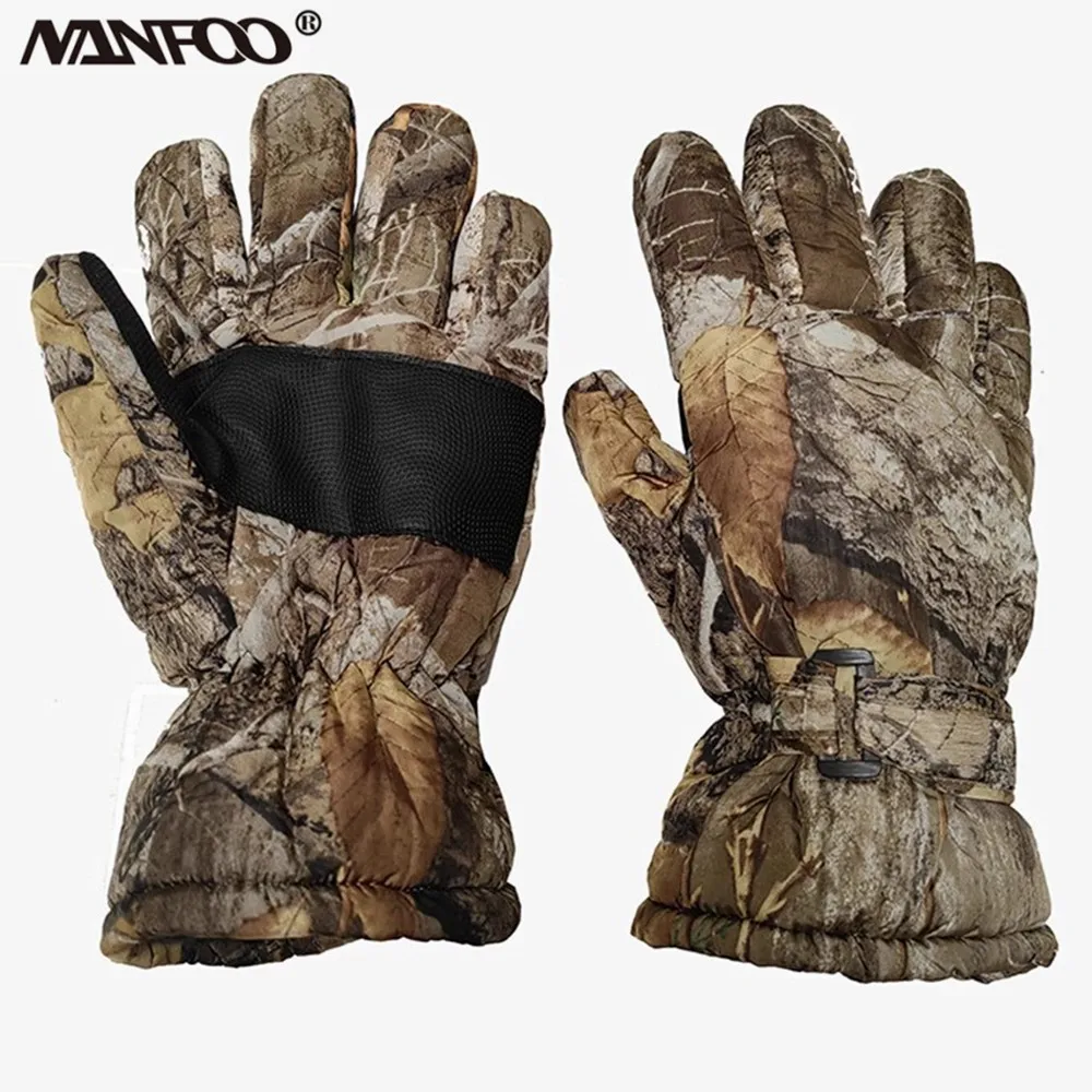 Winter Wind Waterproof Bionic Camouflage Hunting Fishing Gloves Wool Inner Thermal Anti-Slip Cycling Mountaineering HikingGloves