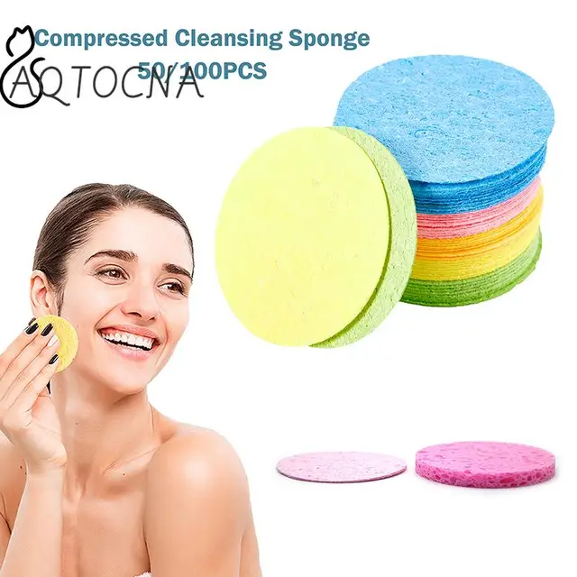 50/100PCS Face Washing Brush Compressed Natural Cellulose Facial Cleansing Sponge Makeup Removal Cotton Skin Care Tools