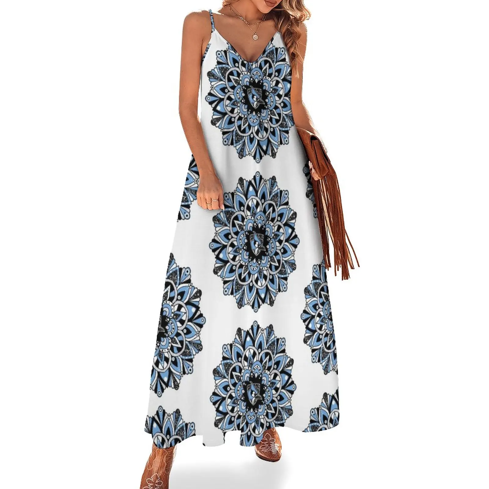 

JHU bluejay glitter mandala Sleeveless Dress Dress women Summer women's clothing