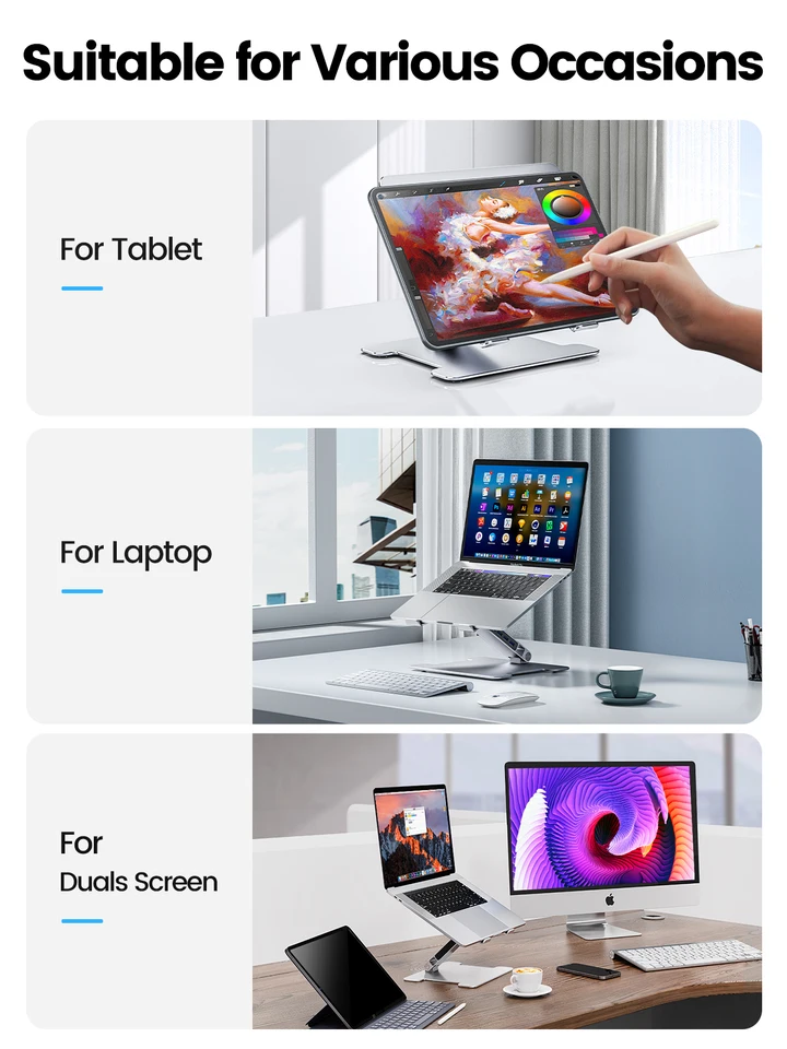 Orico-調整可能なラップトップスタンド アルミニウム製折りたたみ式ラップトップスタンド ノートブック冷却スタンド Macbook dell用 (SE-SC31) Orico-調整可能なラップトップスタンド アルミニウム製折りたたみ式