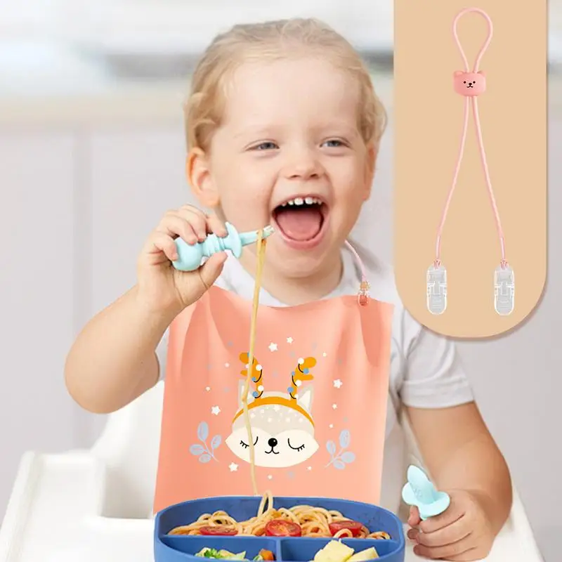 Napkin Bib Clips Adjustable Napkin Clip Neck Strap Bib Clips With Cartoon Bear Design Portable Bib Towel Strap Chain Lanyard Necklace For Dining