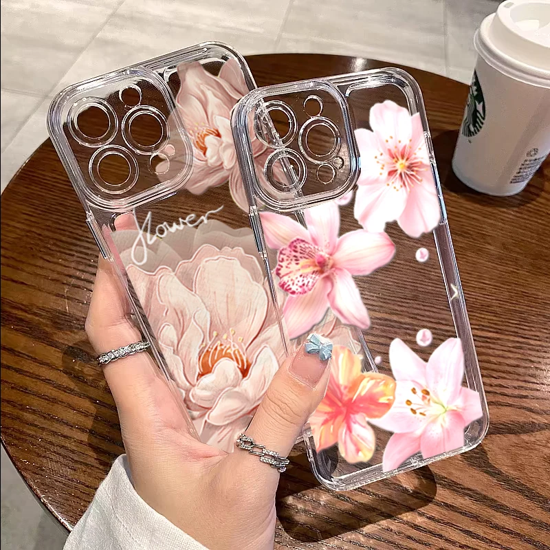 Pink Lily Flower Soft Clear Phone Case Cover