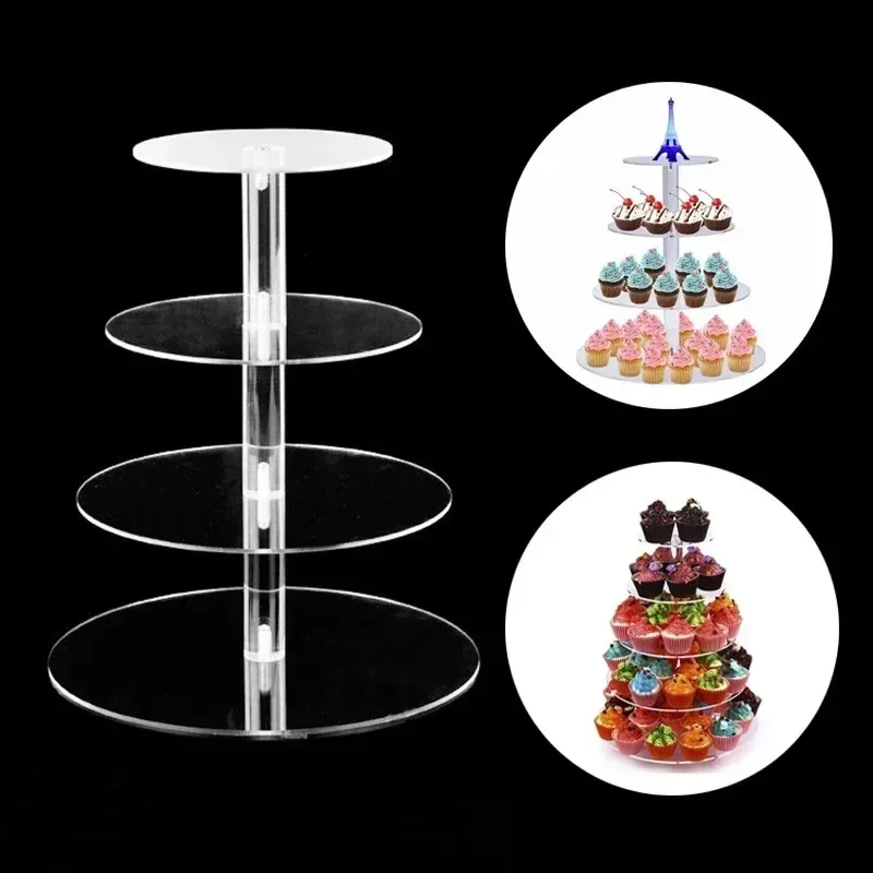 3/4/5 Tier Acrylic Wedding Cake Stand Crystal Cup Cake Display Shelf Cupcake Holder Plate Birthday Party Decoration Stands Molds cake stand dessert stand