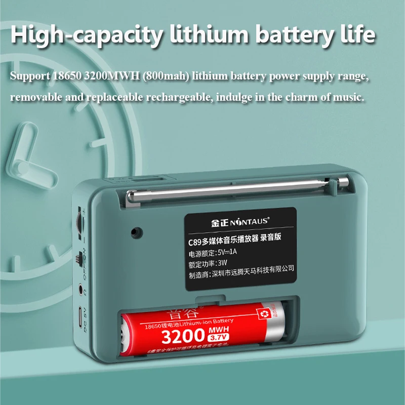 Mini Portable FM Radio High Sensitivity Radios Receiver Wireless Bluetooth Speaker HD Recorder Support TF Card USB Timer Shutdow