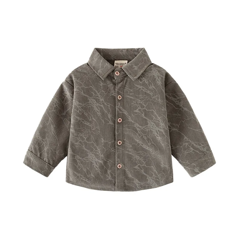 2025 Autumn Children Boy 1-6 Years Corduroy Shirt Soft Fashion Long Sleeve Overshirt Causal Soft Ripple Pattern Kid Boy Shirts 5