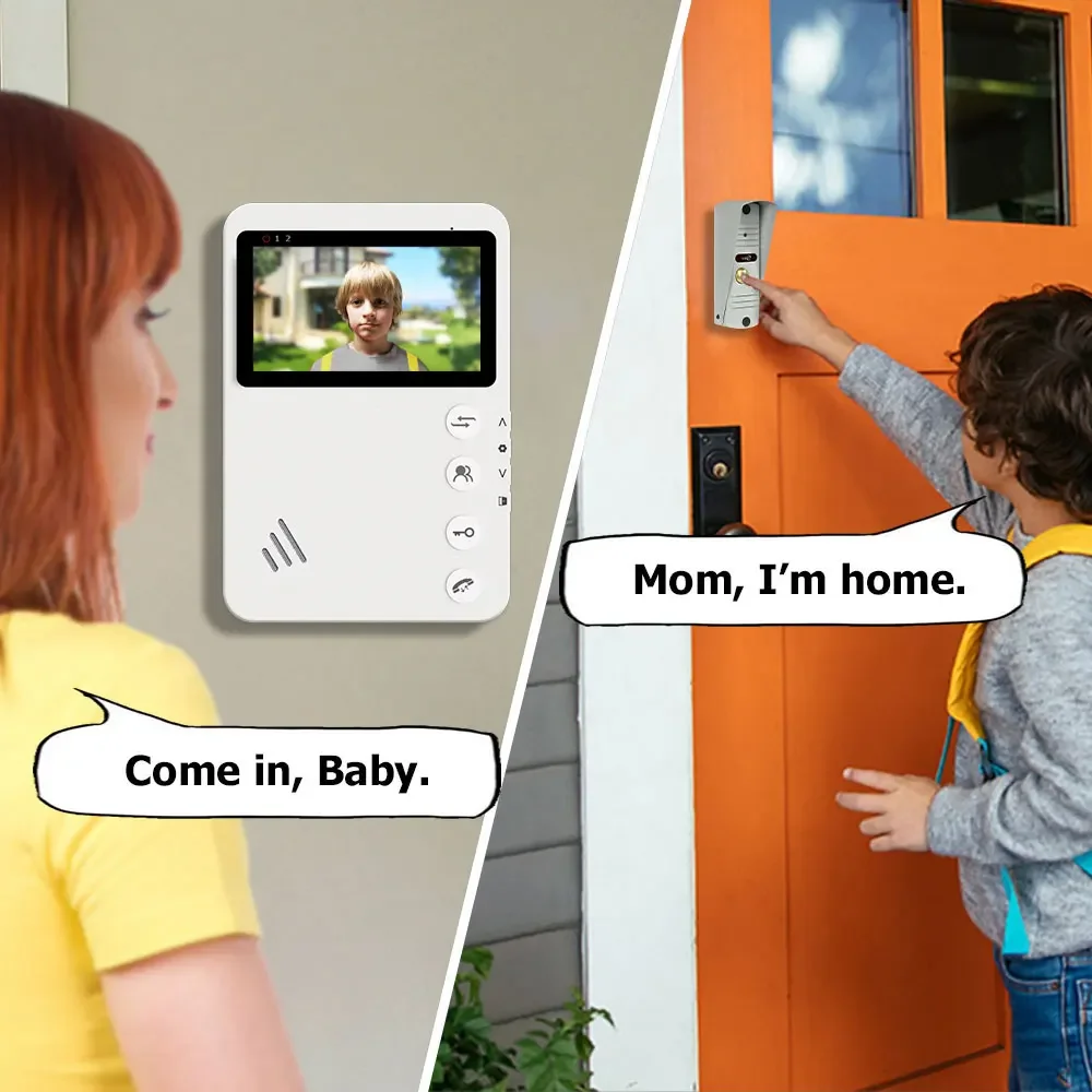 4.3 Inch Metal Doorbell Video Intercom for Home Apartment with IP65 Waterproof N