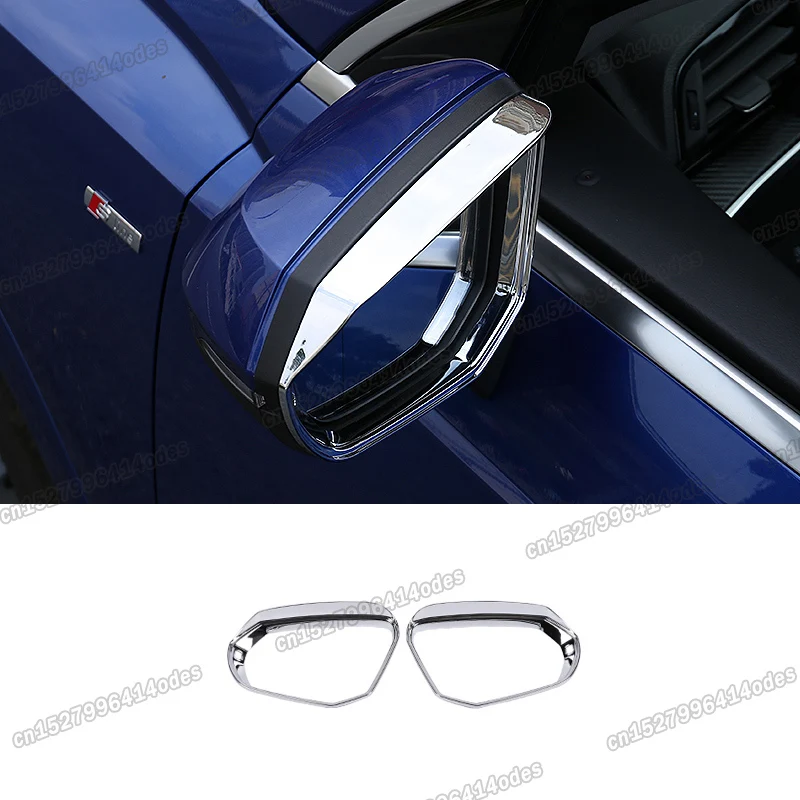 

Блестящий серебряный автомобильный дождевик заднего вида, козырек, рамка, отделка для Audi Q3 2019 2020 2021 2022 2023, аксессуары, автостайлинг q2, спорт