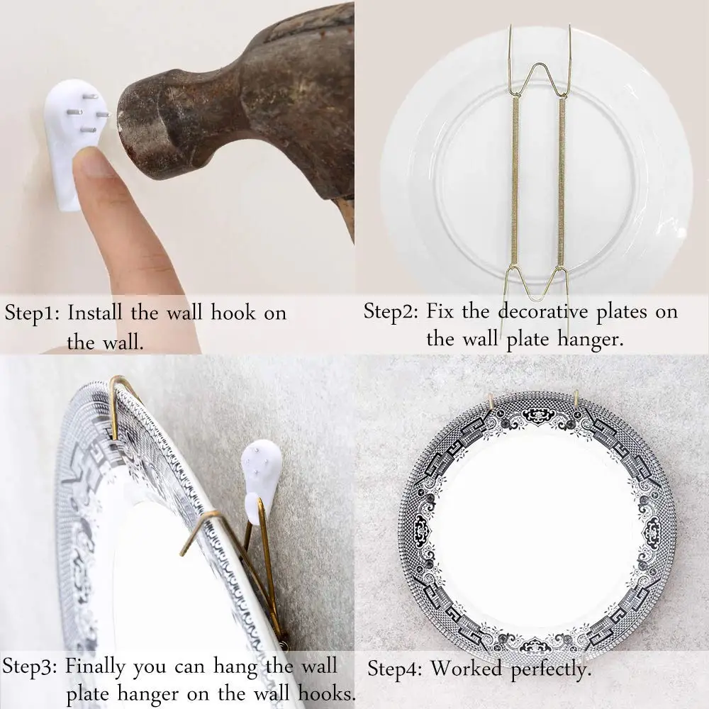 4pcs Plate Hangers For The Wall Plate Holders For Wall Large Plate Hangers For The Wall Home Decorative Plates 5